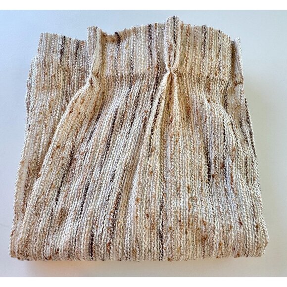 Vintage 70s pleated curtain, tan, brown rust vertical stripes, thick woven - Picture 10 of 10